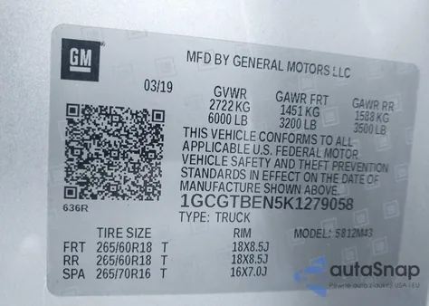 2019 Chevrolet Colorado Wt from USA, damaged, VIN 1GCGTBEN5K1279058